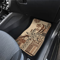 Talofa Samoa Mamanu Siapo Mix Malu Car Mats Classic Beige Frangipani and Turtles LT7 - Polynesian Pride