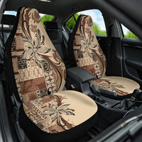 Talofa Samoa Mamanu Siapo Mix Malu Car Seat Cover Classic Beige Frangipani and Turtles LT7 One Size Beige - Polynesian Pride