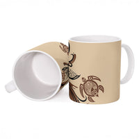 Talofa Samoa Mamanu Siapo Mix Malu Ceramic Mug Classic Beige Frangipani and Turtles