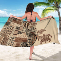 Talofa Samoa Mamanu Siapo Mix Malu Sarong Classic Beige Frangipani and Turtles LT7 - Polynesian Pride