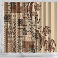 Talofa Samoa Mamanu Siapo Mix Malu Shower Curtain Classic Beige Frangipani and Turtles LT7 - Polynesian Pride