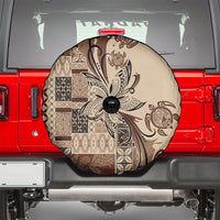 Talofa Samoa Mamanu Siapo Mix Malu Spare Tire Cover Classic Beige Frangipani and Turtles LT7 - Polynesian Pride