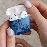 Talofa Samoa Mamanu Siapo Mix Malu AirPods Case Cool Blue Frangipani and Turtles