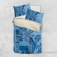 Talofa Samoa Mamanu Siapo Mix Malu Bedding Set Cool Blue Frangipani and Turtles