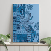 Talofa Samoa Mamanu Siapo Mix Malu Canvas Wall Art Cool Blue Frangipani and Turtles LT7 - Polynesian Pride