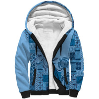 Talofa Samoa Mamanu Siapo Mix Malu Sherpa Hoodie Cool Blue Frangipani and Turtles LT7 Unisex Blue - Polynesian Pride