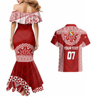 Personalised Tonga Rugby Couples Matching Mermaid Dress And Hawaiian Shirt Mate Ma'a Tonga Champions LT7 - Polynesian Pride