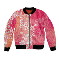 Dreamy Butterfly Polynesian - Breast Cancer Awareness Bomber Jacket Floral Vibes