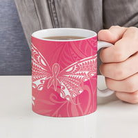 Dreamy Butterfly Polynesian - Breast Cancer Awareness Ceramic Mug Floral Vibes