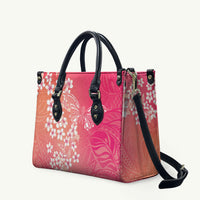 Dreamy Butterfly Polynesian - Breast Cancer Awareness Leather Bag Floral Vibes