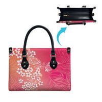 Dreamy Butterfly Polynesian - Breast Cancer Awareness Leather Bag Floral Vibes