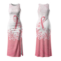 Breast Cancer Awareness Polynesian Family Matching Tank Maxi Dress and Hawaiian Shirt Floral Pink Ribbon