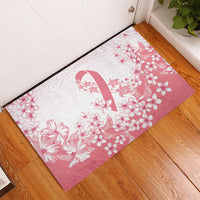 Breast Cancer Awareness Polynesian Rubber Doormat Floral Pink Ribbon
