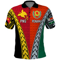 Personalised Papua New Guinea Mix Penama Polo Shirt Tribal Patterns Half-Half Style LT7 Colorful - Polynesian Pride
