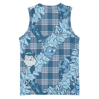 Blue Palaka Hawaii Cowboy Christmas Basketball Jersey Paniolo Mix Maile Lei - Polynesian Pride