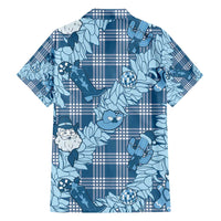 Blue Palaka Hawaii Cowboy Christmas Family Matching Puletasi and Hawaiian Shirt Paniolo Mix Maile Lei - Polynesian Pride