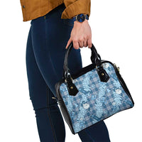 Blue Palaka Hawaii Cowboy Christmas Shoulder Handbag Paniolo Mix Maile Lei - Polynesian Pride
