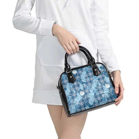 Blue Palaka Hawaii Cowboy Christmas Shoulder Handbag Paniolo Mix Maile Lei - Polynesian Pride