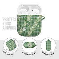 Green Palaka Hawaii Cowboy Christmas AirPods Case Paniolo Mix Maile Lei - Polynesian Pride