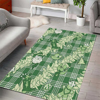 Green Palaka Hawaii Cowboy Christmas Area Rug Paniolo Mix Maile Lei - Polynesian Pride