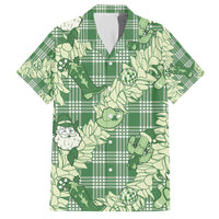 Green Palaka Hawaii Cowboy Christmas Family Matching Off The Shoulder Long Sleeve Dress and Hawaiian Shirt Paniolo Mix Maile Lei - Polynesian Pride