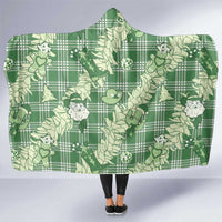 Green Palaka Hawaii Cowboy Christmas Hooded Blanket Paniolo Mix Maile Lei - Polynesian Pride