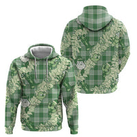 Green Palaka Hawaii Cowboy Christmas Hoodie Paniolo Mix Maile Lei - Polynesian Pride