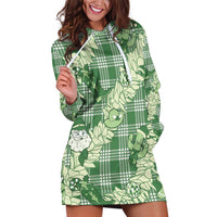 Green Palaka Hawaii Cowboy Christmas Hoodie Dress Paniolo Mix Maile Lei - Polynesian Pride