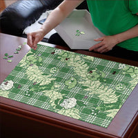 Green Palaka Hawaii Cowboy Christmas Puzzle Paniolo Mix Maile Lei - Polynesian Pride