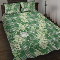 Green Palaka Hawaii Cowboy Christmas Quilt Bed Set Paniolo Mix Maile Lei - Polynesian Pride