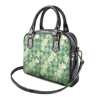 Green Palaka Hawaii Cowboy Christmas Shoulder Handbag Paniolo Mix Maile Lei - Polynesian Pride