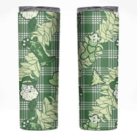 Green Palaka Hawaii Cowboy Christmas Skinny Tumbler Paniolo Mix Maile Lei LT7 Green - Polynesian Pride