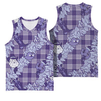 Purple Palaka Hawaii Cowboy Christmas Basketball Jersey Paniolo Mix Maile Lei - Polynesian Pride