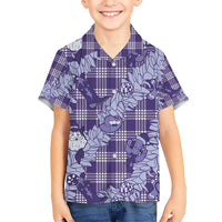 Purple Palaka Hawaii Cowboy Christmas Kid Hawaiian Shirt Paniolo Mix Maile Lei LT7 Kid Purple - Polynesian Pride