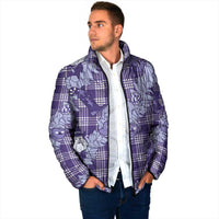 Purple Palaka Hawaii Cowboy Christmas Padded Jacket Paniolo Mix Maile Lei - Polynesian Pride