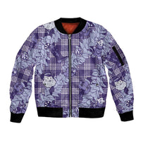 Purple Palaka Hawaii Cowboy Christmas Sleeve Zip Bomber Jacket Paniolo Mix Maile Lei - Polynesian Pride