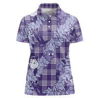 Purple Palaka Hawaii Cowboy Christmas Women Polo Shirt Paniolo Mix Maile Lei - Polynesian Pride