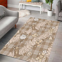Khaki Palaka Hawaii Cowboy Christmas Area Rug Paniolo Mix Maile Lei - Polynesian Pride