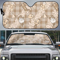 Khaki Palaka Hawaii Cowboy Christmas Auto Sun Shade Paniolo Mix Maile Lei - Polynesian Pride