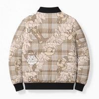 Khaki Palaka Hawaii Cowboy Christmas Bomber Puffer Jacket Paniolo Mix Maile Lei - Polynesian Pride