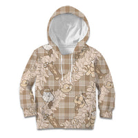 Khaki Palaka Hawaii Cowboy Christmas Kid Hoodie Paniolo Mix Maile Lei - Polynesian Pride