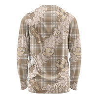Khaki Palaka Hawaii Cowboy Christmas Long Sleeve Shirt Paniolo Mix Maile Lei - Polynesian Pride