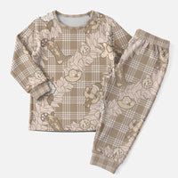 Khaki Palaka Hawaii Cowboy Christmas Pajama Set Paniolo Mix Maile Lei - Polynesian Pride