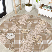 Khaki Palaka Hawaii Cowboy Christmas Round Carpet Paniolo Mix Maile Lei - Polynesian Pride