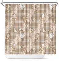 Khaki Palaka Hawaii Cowboy Christmas Shower Curtain Paniolo Mix Maile Lei - Polynesian Pride