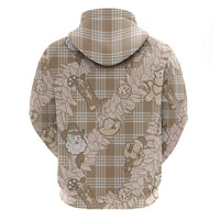 Khaki Palaka Hawaii Cowboy Christmas Zip Hoodie Paniolo Mix Maile Lei - Polynesian Pride