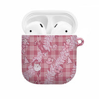 Pink Palaka Hawaii Cowboy Christmas AirPods Case Paniolo Mix Maile Lei - Polynesian Pride