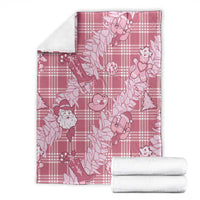 Pink Palaka Hawaii Cowboy Christmas Blanket Paniolo Mix Maile Lei - Polynesian Pride