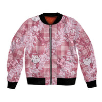 Pink Palaka Hawaii Cowboy Christmas Bomber Jacket Paniolo Mix Maile Lei - Polynesian Pride