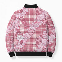 Pink Palaka Hawaii Cowboy Christmas Bomber Puffer Jacket Paniolo Mix Maile Lei - Polynesian Pride